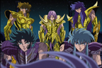 Shura, Camus, Aiolia, Mû et Milo