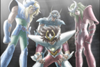 Les chevaliers de Bronze assistant à la mort de Saga, Shura et Camus