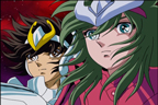 Shun et Seiya atteignant la rive de la première prison