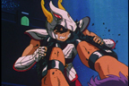Seiya détruisant l'armure de l'Ours