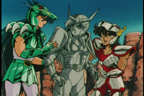 Seiya et Shiryû en face de Shun transformé en pierre