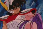 Saori dans les bras de Seiya