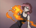 Karen se servant de flammes pour attaquer